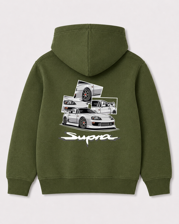 Olive green hoodie back 3162