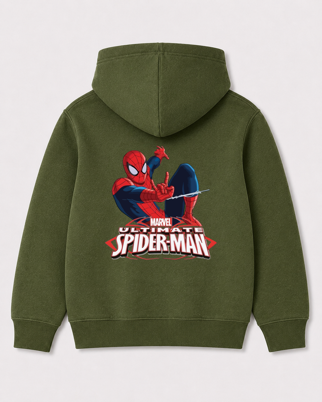 Olive green hoodie back 3173