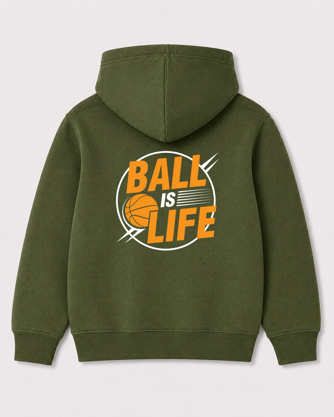 Olive green hoodie back 3176