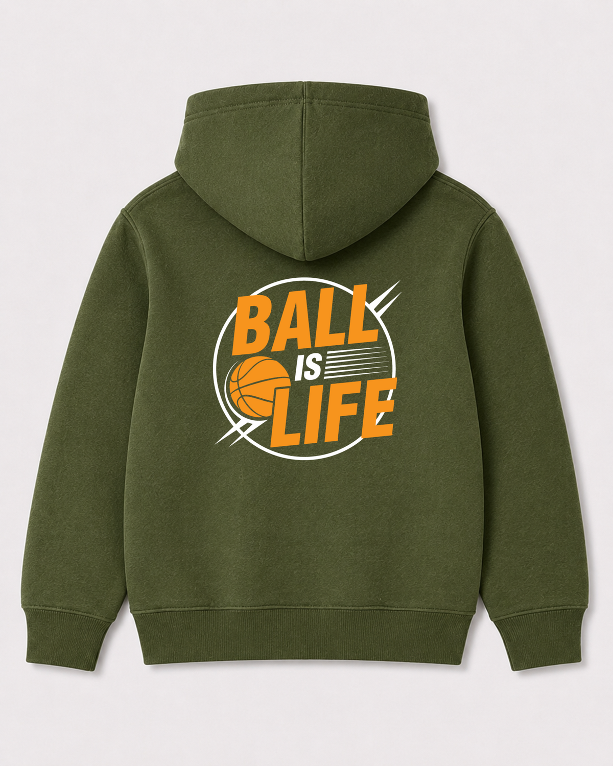 Olive green hoodie back 3176