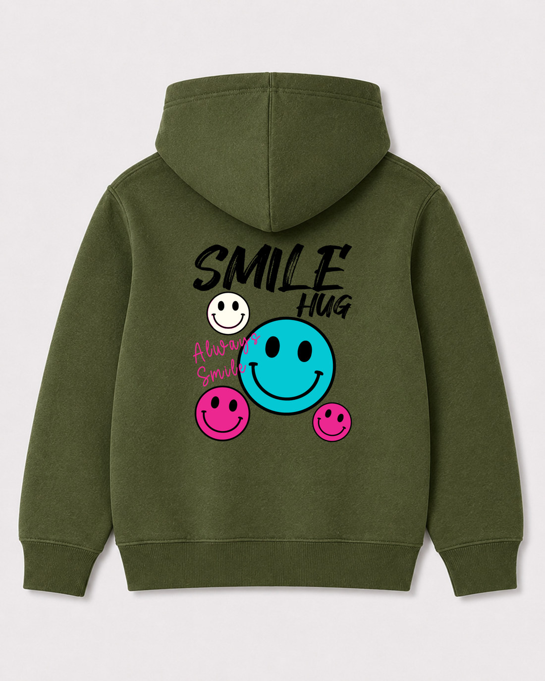 Olive green hoodie back 3178