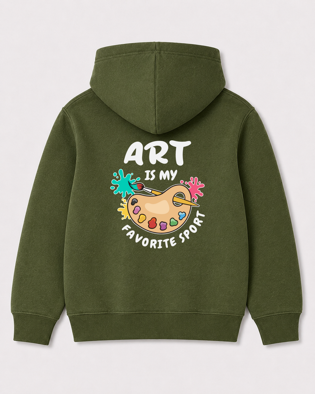 Olive green hoodie back 3179