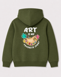 Olive green hoodie back 3179