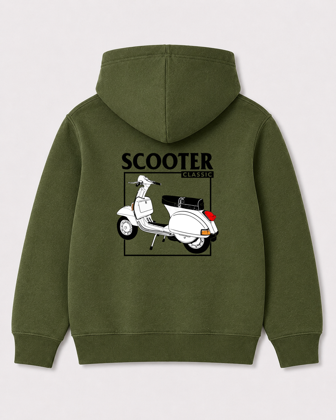 Olive green hoodie back 3193