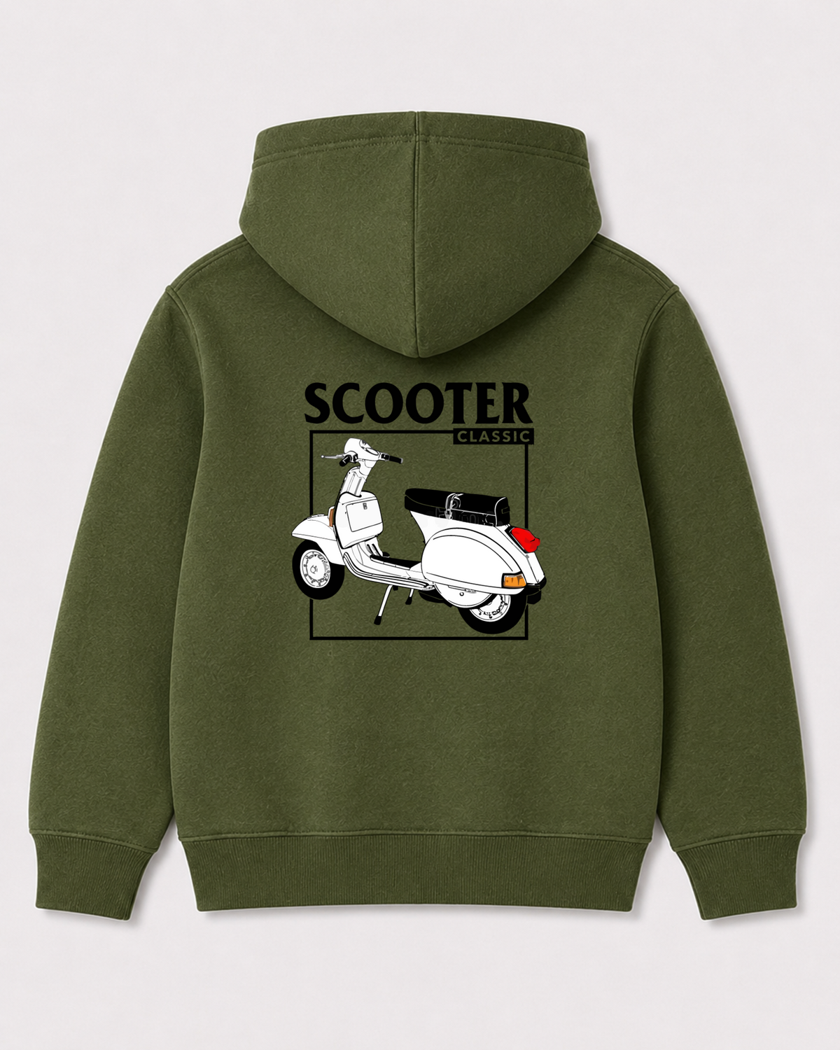 Olive green hoodie back 3193
