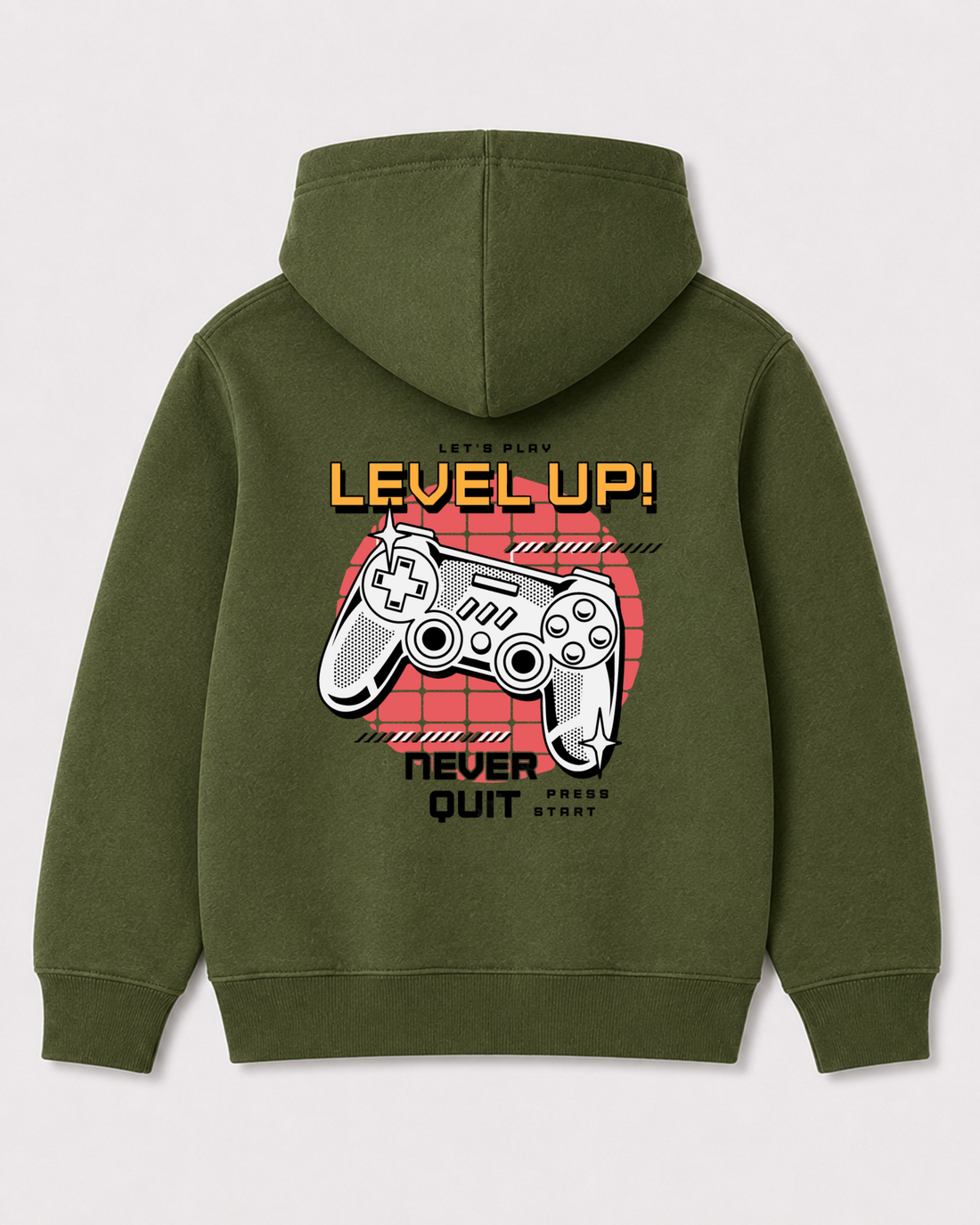 Olive green hoodie back 3209