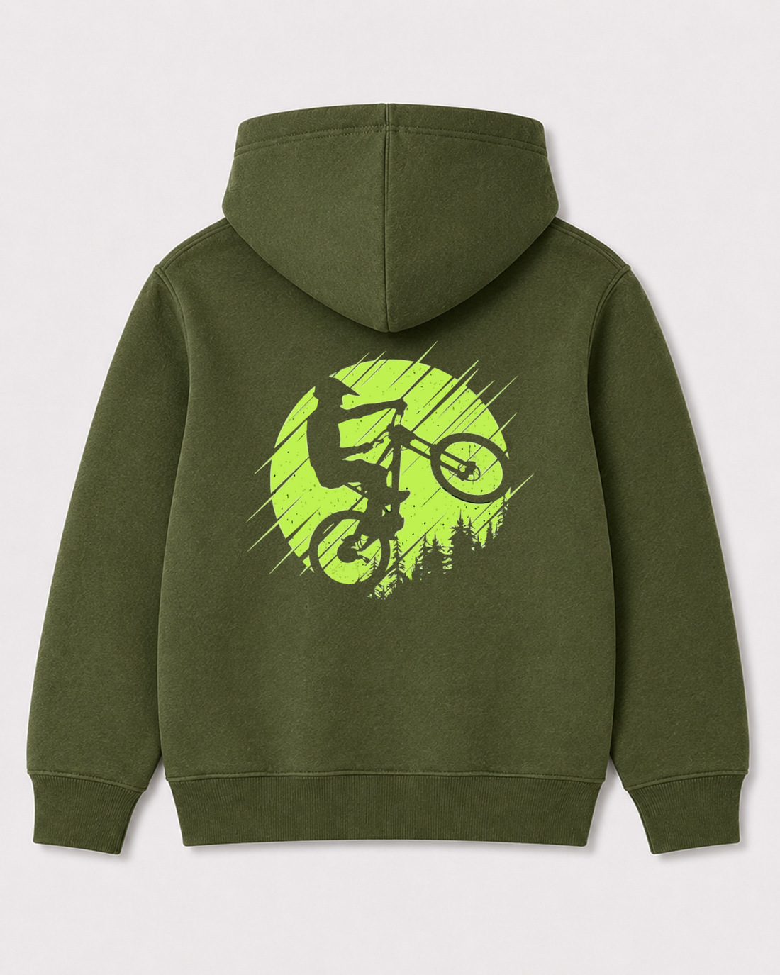 Olive green hoodie back 3214