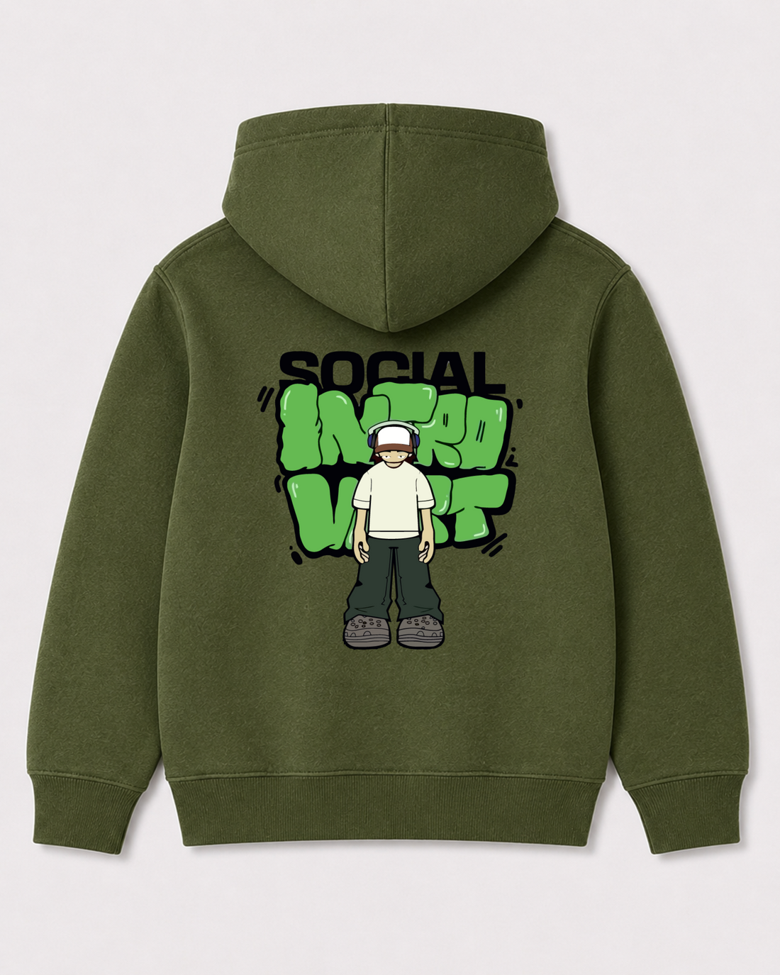 Olive green hoodie back 3231