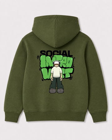 Olive green hoodie back 3231
