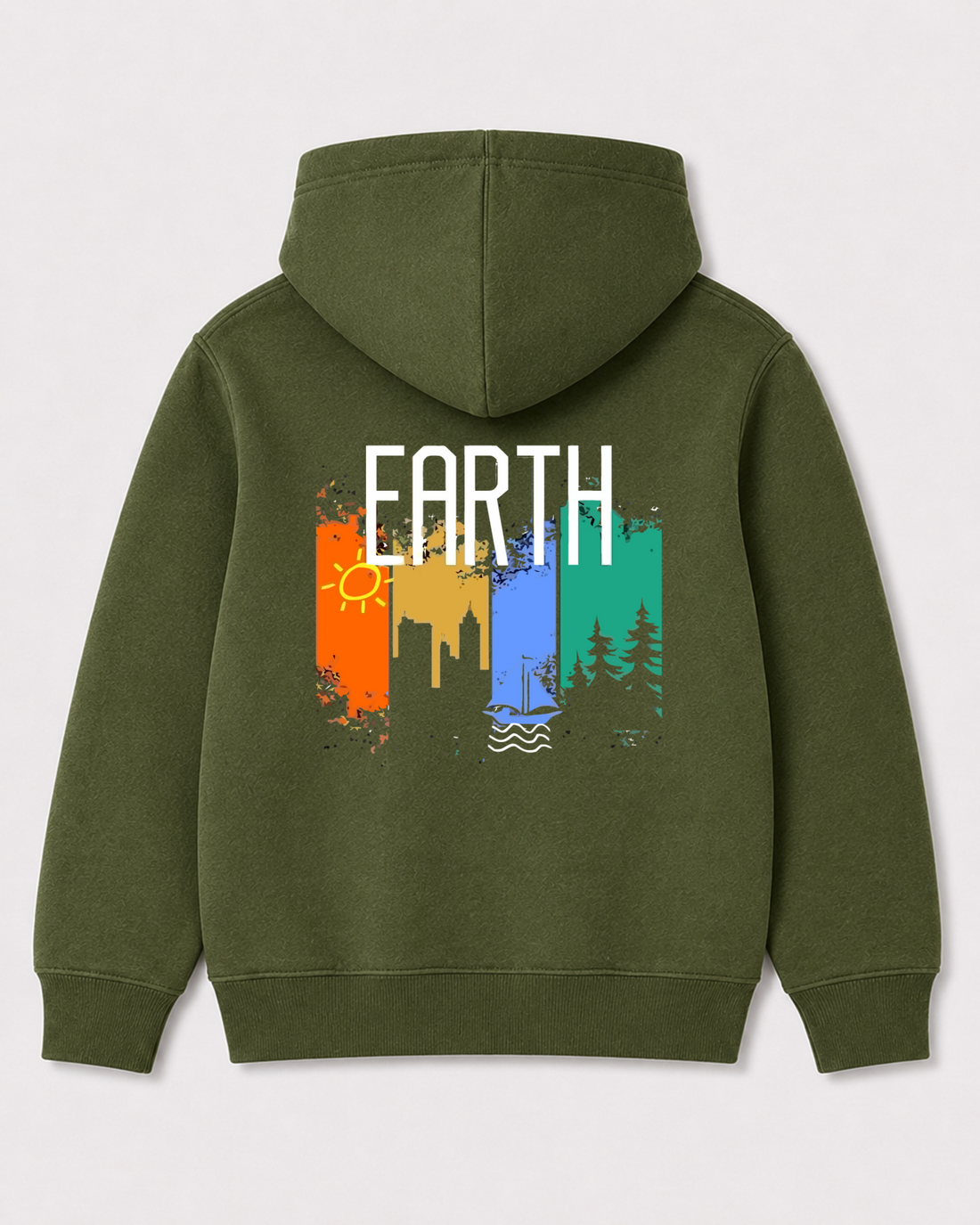 Olive green hoodie back 3234