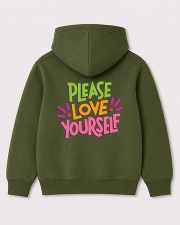 Olive green hoodie back 3246
