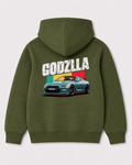 Olive green hoodie back 3247