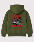 Olive green hoodie back 3253