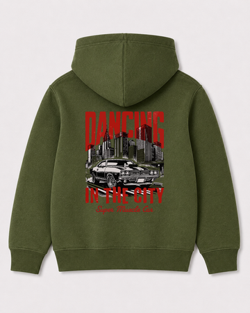 Olive green hoodie back 3253