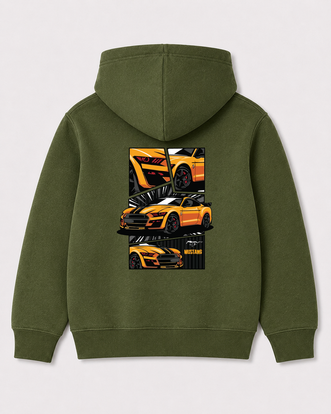 Olive green hoodie back 3257