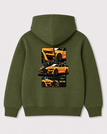 Olive green hoodie back 3257