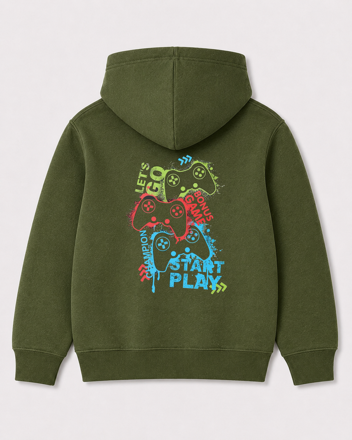 Olive green hoodie back 3258