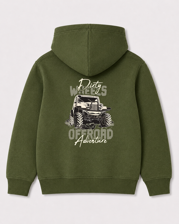 Olive green hoodie back 3265