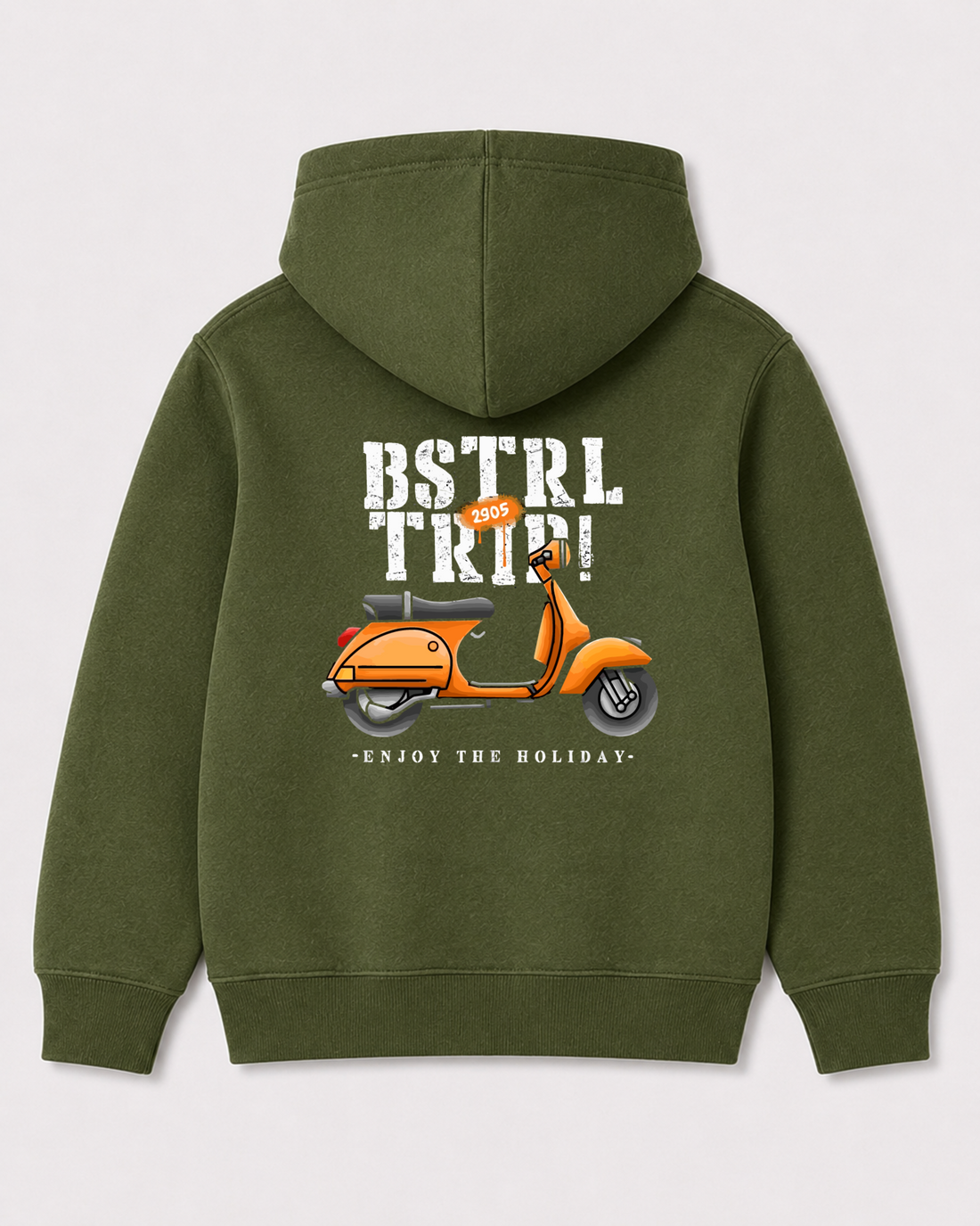 Olive green hoodie back 3266