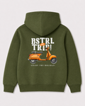 Olive green hoodie back 3266