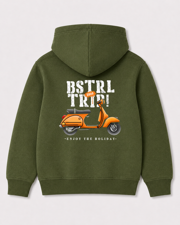 Olive green hoodie back 3266