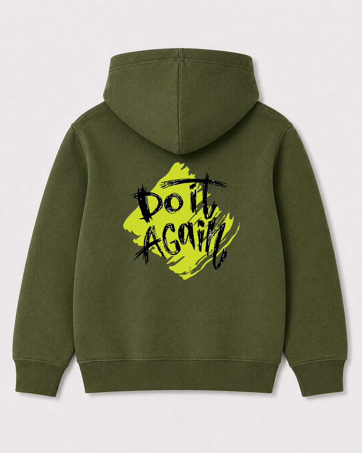 Olive green hoodie back 3269