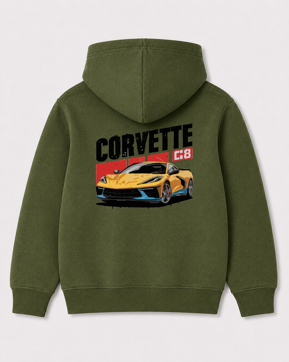 Olive green hoodie back 3273