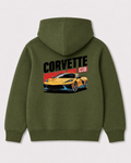 Olive green hoodie back 3273