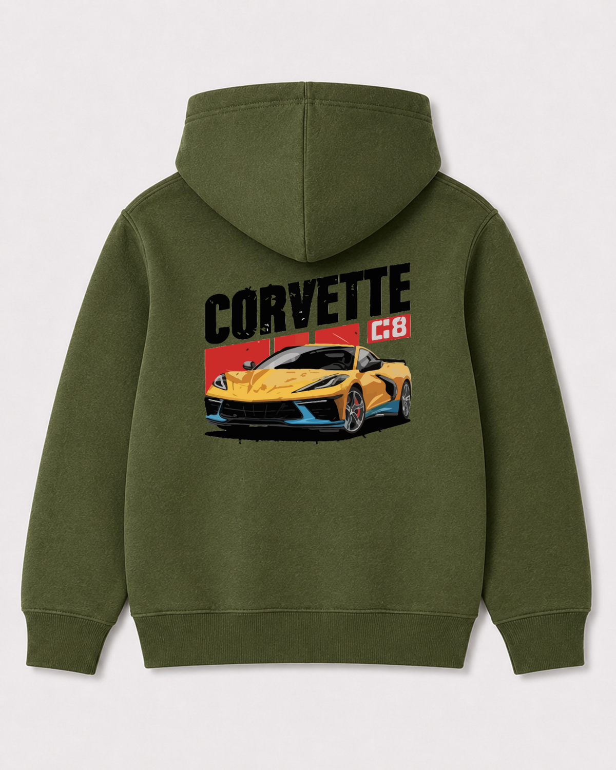 Olive green hoodie back 3273