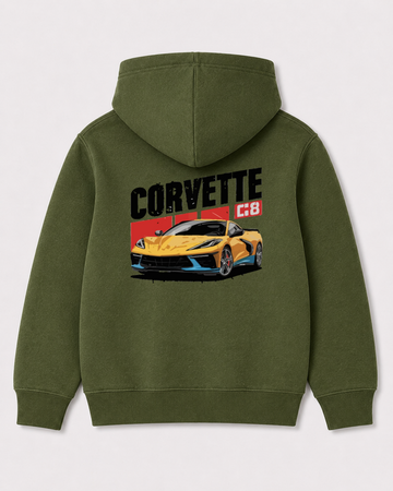 Olive green hoodie back 3273