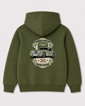 Olive green hoodie back 3274