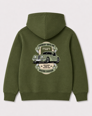 Olive green hoodie back 3274