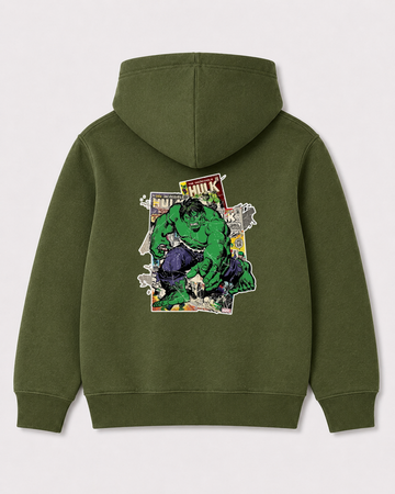 Olive green hoodie back 3276