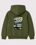 Olive green hoodie back 3284