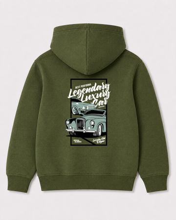 Olive green hoodie back 3284