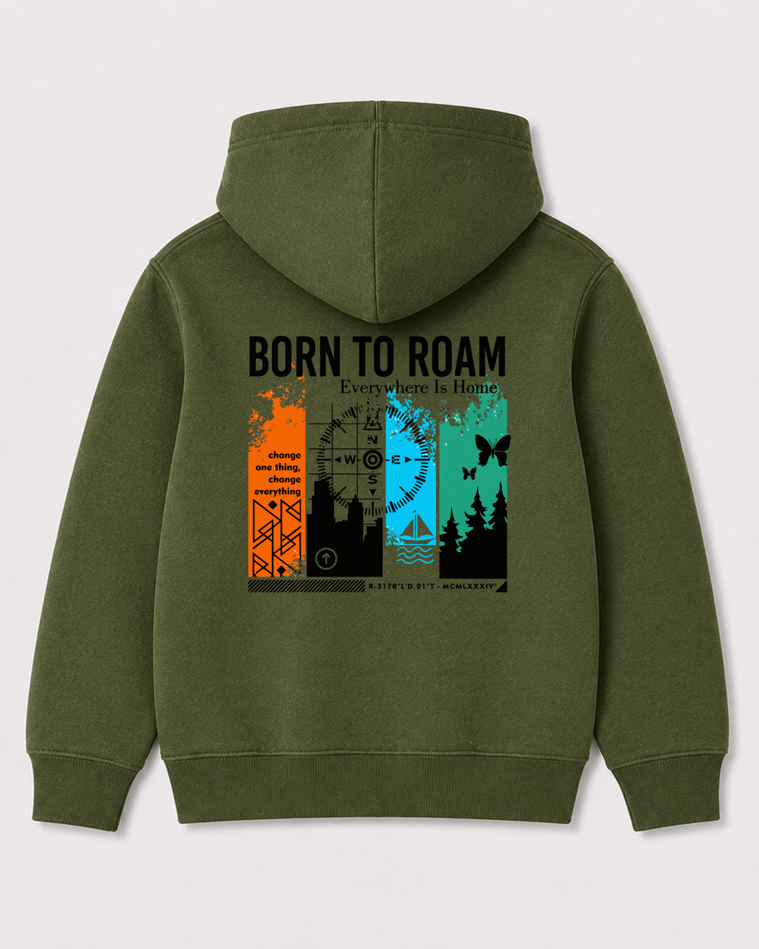 Olive green hoodie back 3287