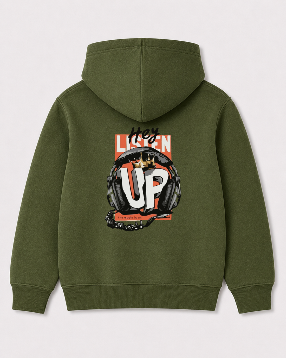Olive green hoodie back 3288