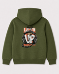 Olive green hoodie back 3288