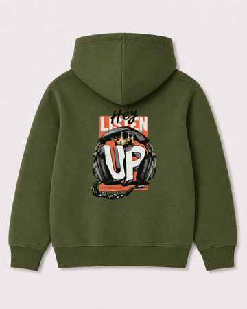 Olive green hoodie back 3288