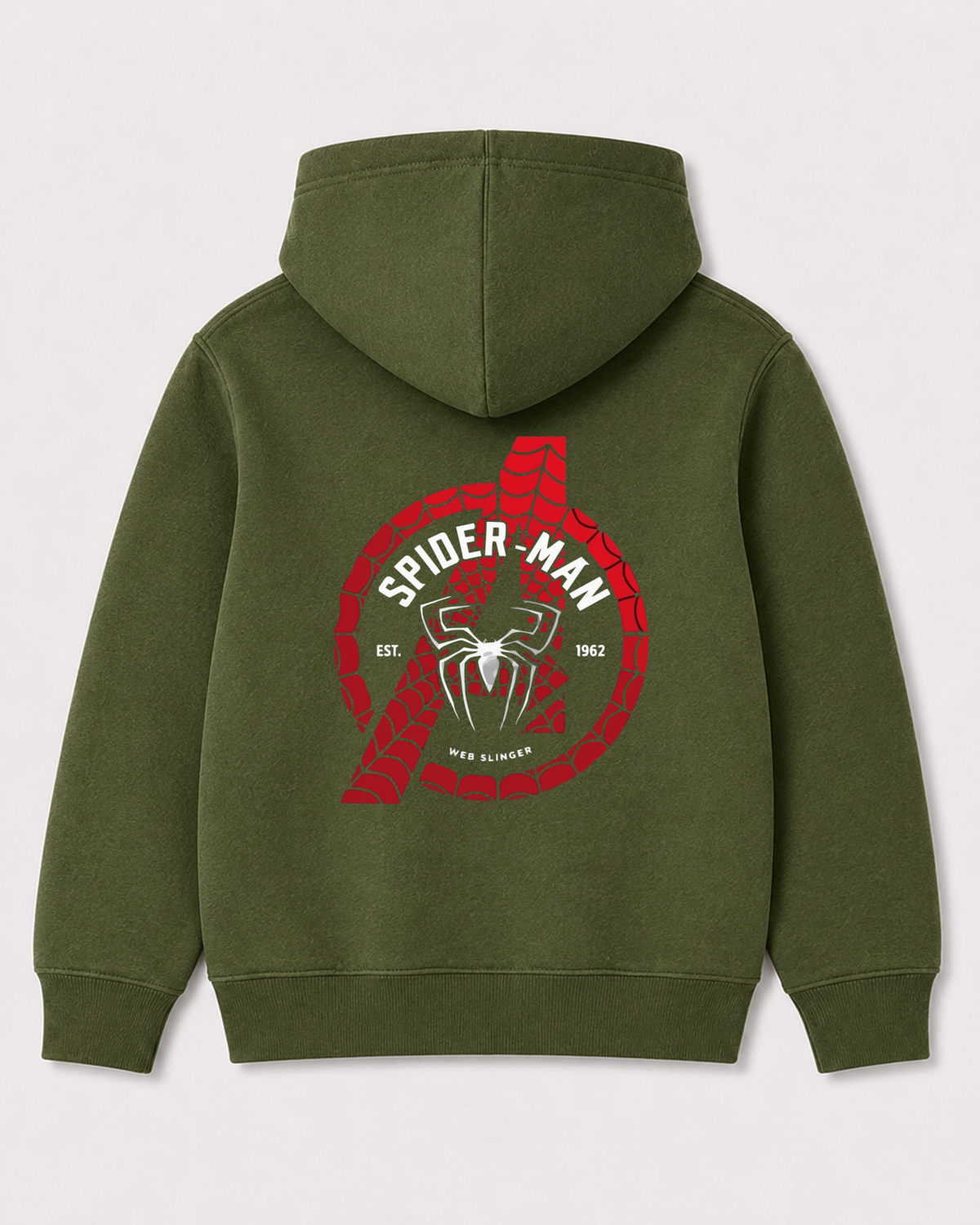 Olive green hoodie back 3295