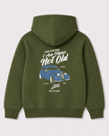 Olive green hoodie back 3298