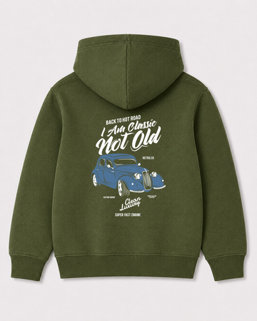 Olive green hoodie back 3298
