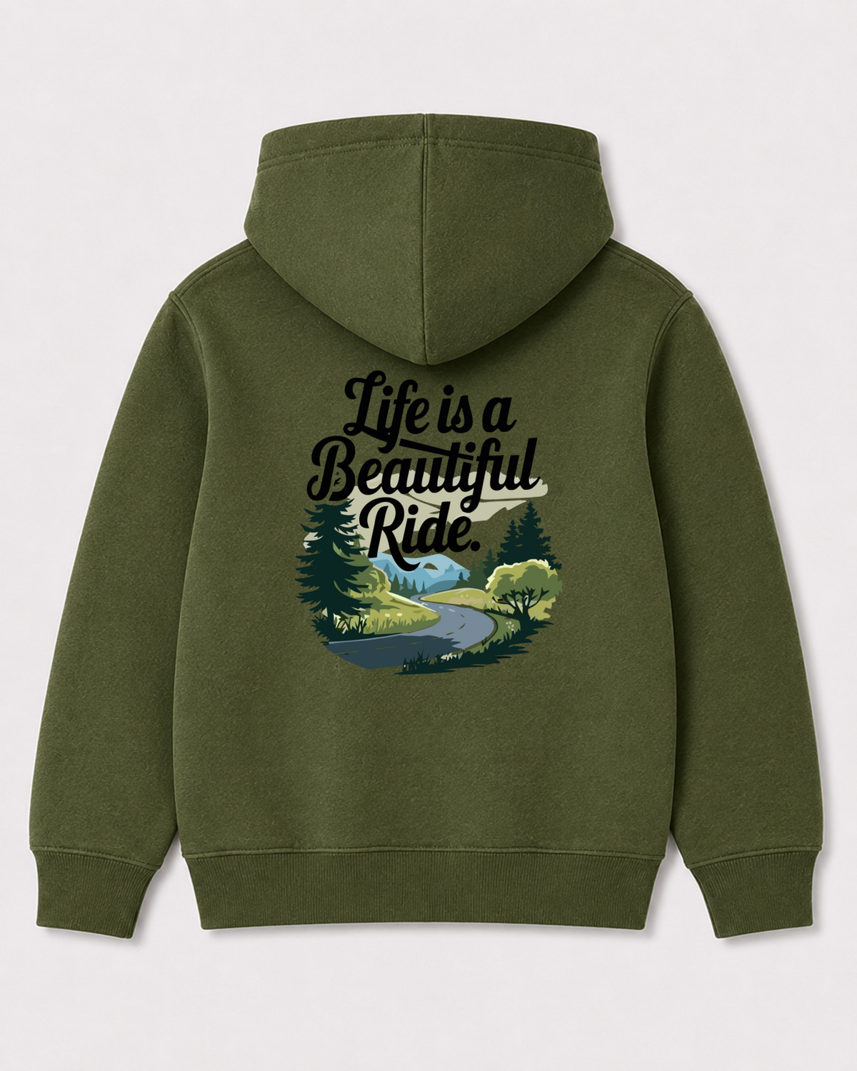 Olive green hoodie back 3307