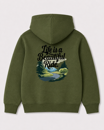 Olive green hoodie back 3307