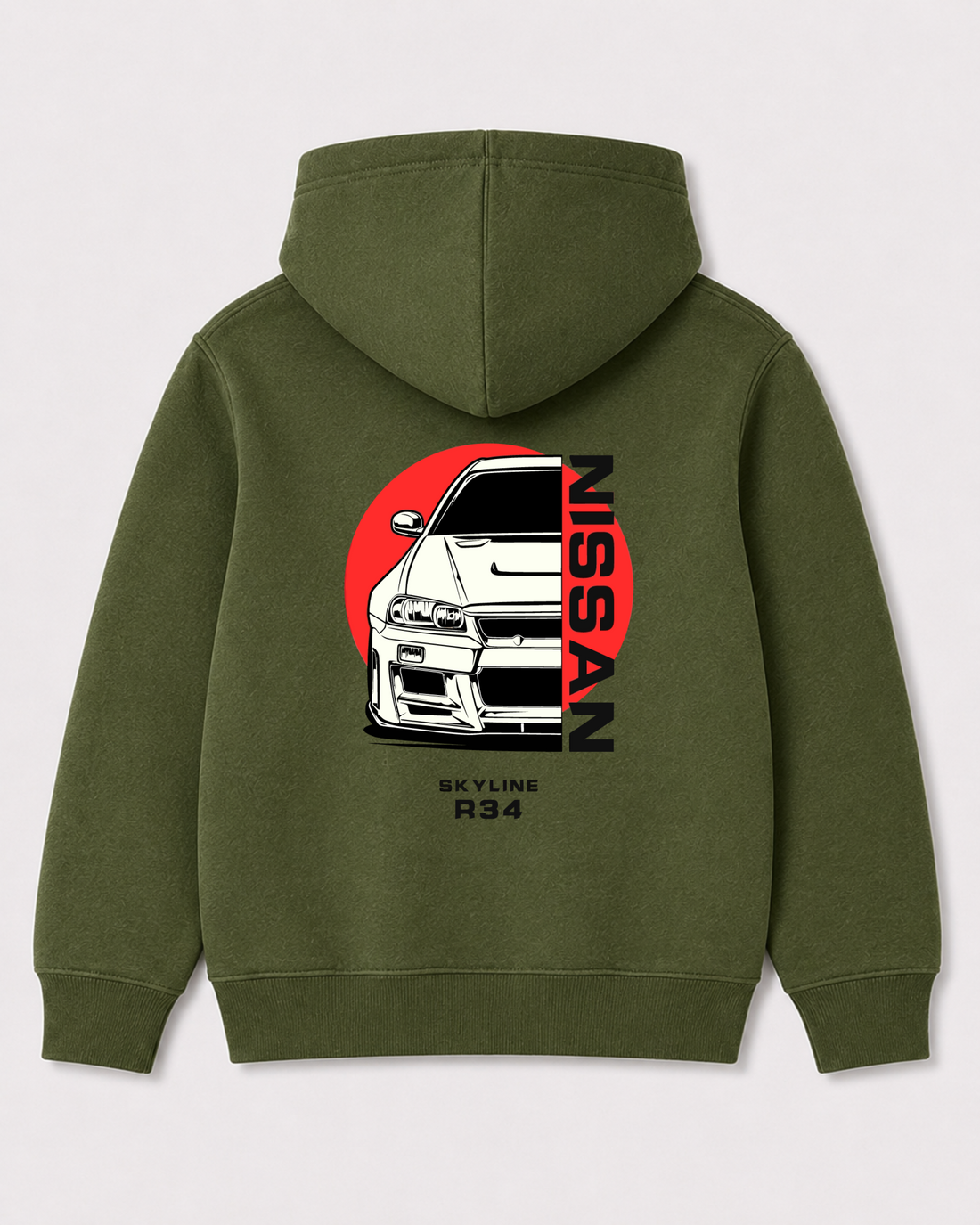 Olive green hoodie back 3314