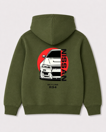 Olive green hoodie back 3314