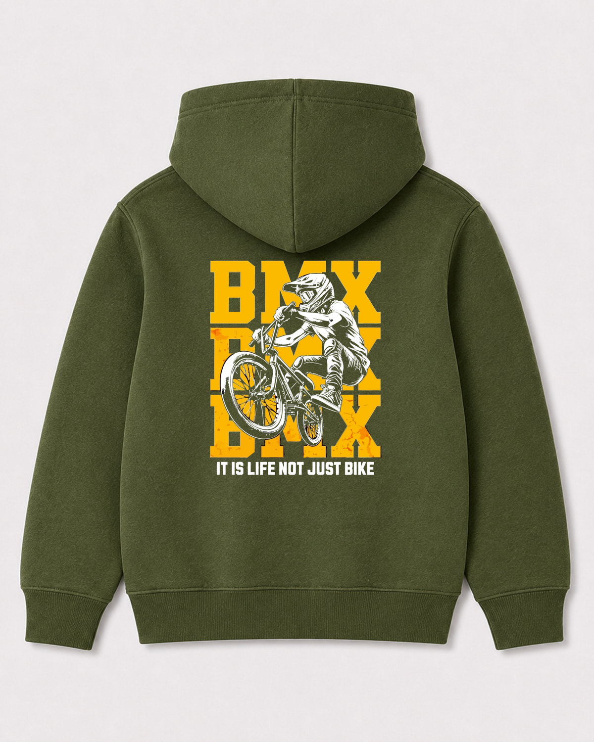 Olive green hoodie back 3318