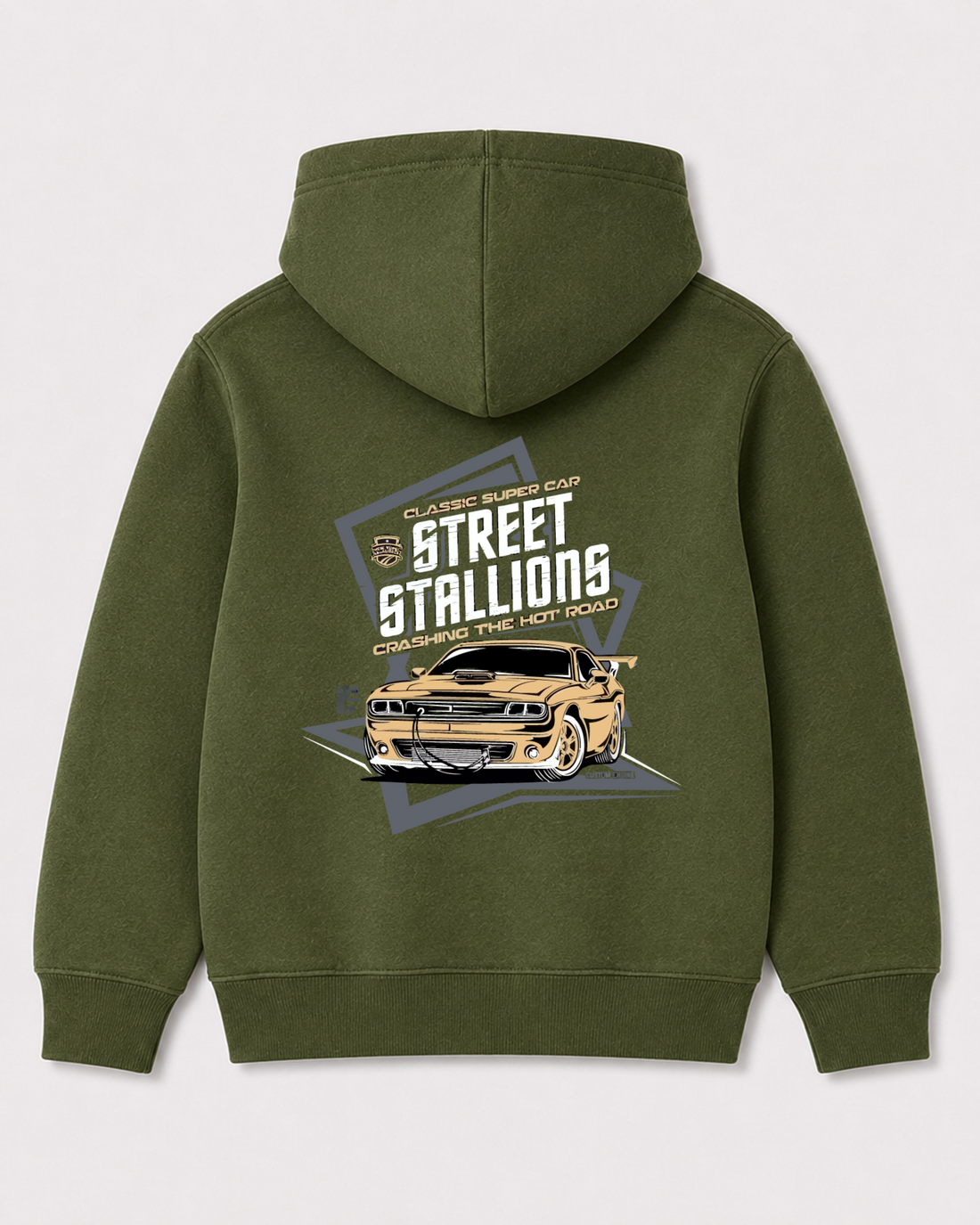 Olive green hoodie back 3322