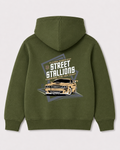 Olive green hoodie back 3322