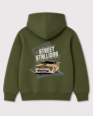 Olive green hoodie back 3322